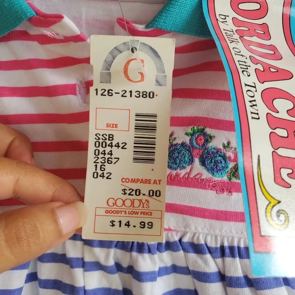 Vintage JORDACHE byTalk of the Town Baby Girl's Dres Striped Romper Style Sz 12M